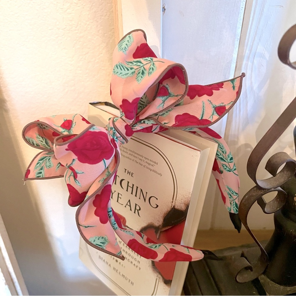 New! THE BIG BOW in Pink Belle Linen Silk Blend Wired Ribbon Statement Headband